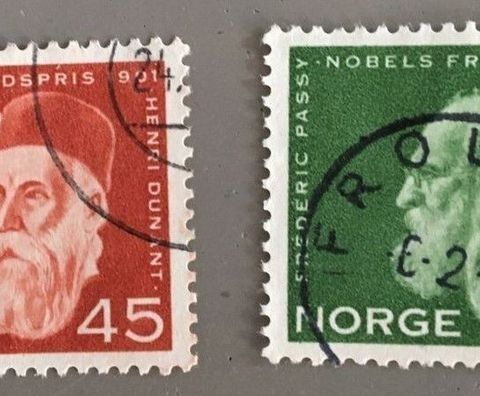 Norge 1961 Nobels Fredspris 60 år NK 504 - 505 Stemplet