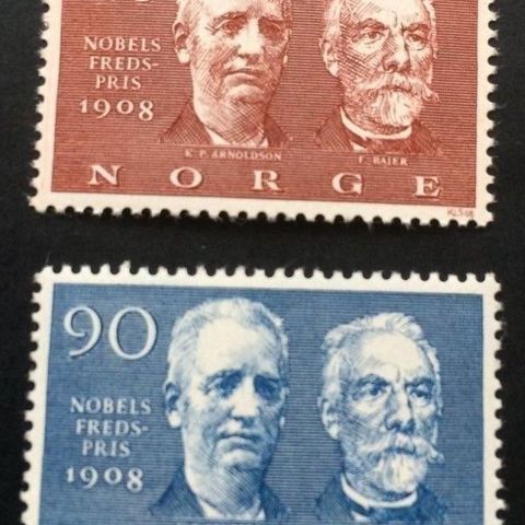 Norge. 1968 Nobels Fredspris 1908. NK 615 + 616. Postfrisk.