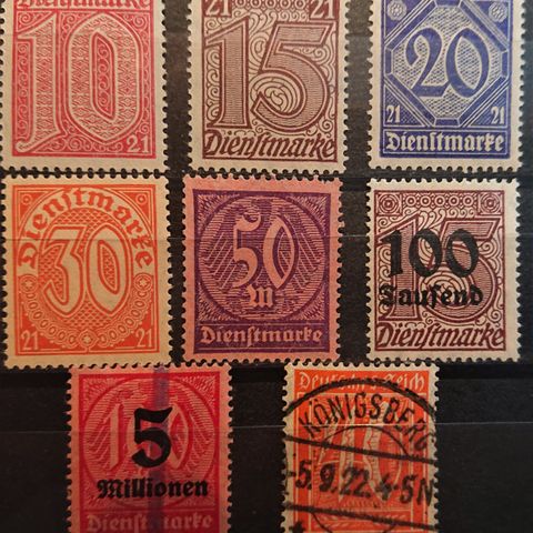 TYSKLAND: Das Reich. Lot med tenestemerke **/*/(*)/O  1903-23/ T1-303  x