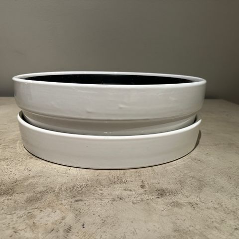Stor hvit rund potte 40cm diameter