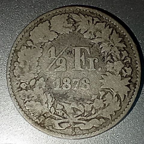 Sveits ½ franc 1878 .835 sølv NY PRIS