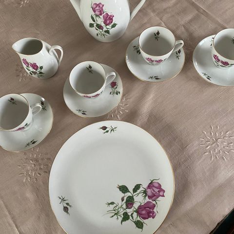 Vintage tsjekkisk porselen te servise med rose motiv