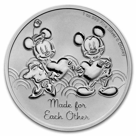 2023 Niue 1 oz Silver $2 Mickey & Minnie: Made for Each Other