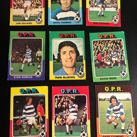 Topps 1975 Engelske fotballkort QPR 9 stk ulike selges samlet!