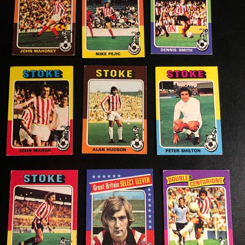 Topps 1975 Engelske fotballkort Stoke City 10 stk ulike selges samlet!