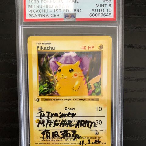 Pokemon Red Cheeks Pikachu Psa 9 Auto 10