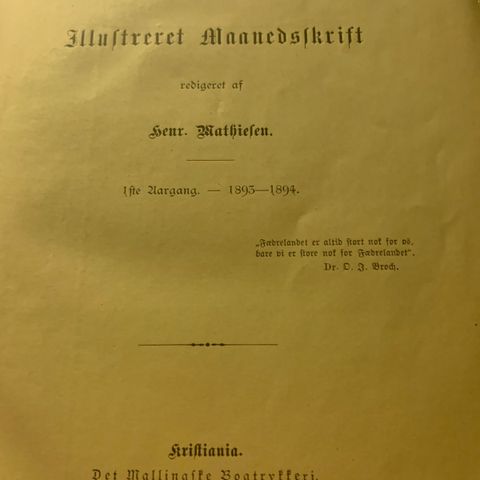 Nor Illustrert månedsskrift første årgang 1893-1894. Se bilder. Ønsker bud.