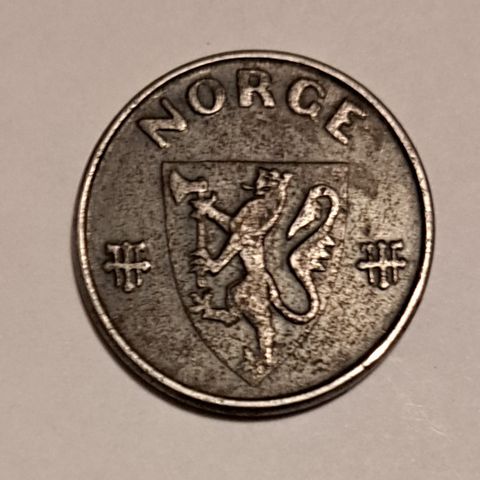 MYNT. 5 ØRE, JERN, BRA EKSEMPLAR FRA 1944. 1+/1