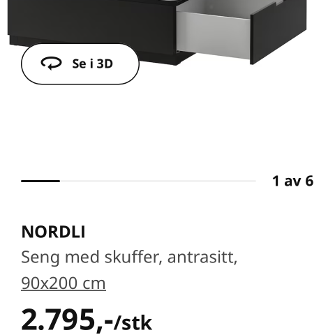 Ikea seng dobbel med skuffer