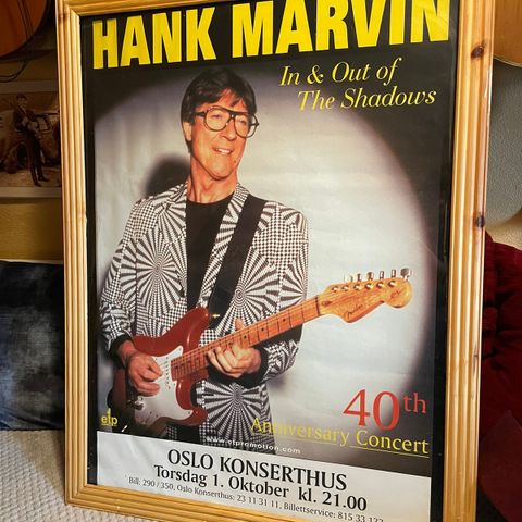 Konsertplakat Hank Marvin, innrammet