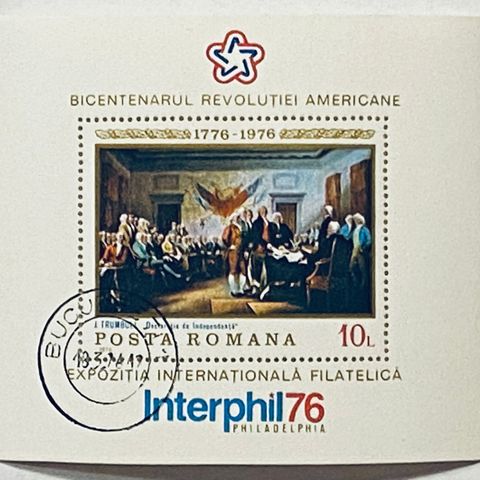 Romania 1976 SW 3315 US Independence Minisheet Stemplet