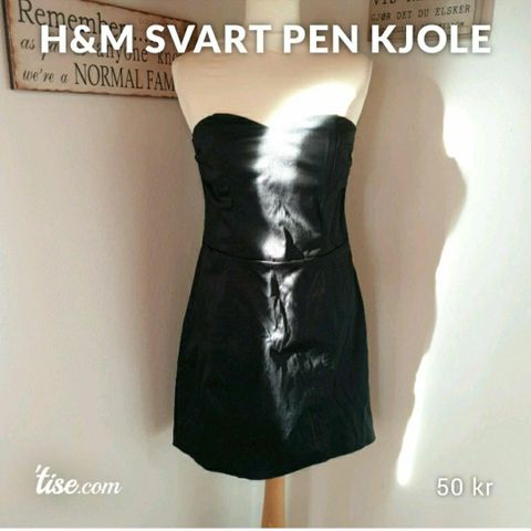 Svart lekker tube kjole i str 42 fra H&M.