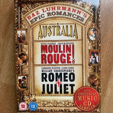 Bad Luhrmann’s Epic Romance DVD collection.  4 filmer pluss en musikk cd.