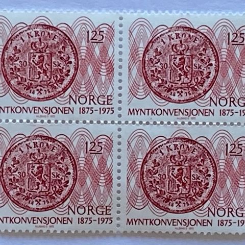 Norge 1975 Mynt- og meterkonvensjonen -   NK 751  4-blokk Postfrisk