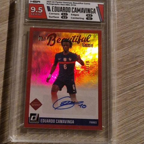 Eduardo Camavinga Auto Nummerert /49 The Beautiful Game 2021-22 Panini Donruss