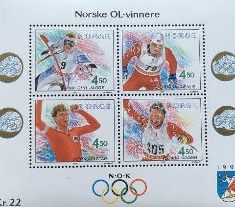 Norge 1993 Norske OL-vinnere Vi NK 1168-1171 BL 18 Postfrisk