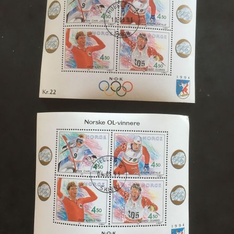 Norge 1993 Norske OL-vinnere V BL 18 NK 1168-NK 1171 Stemplet