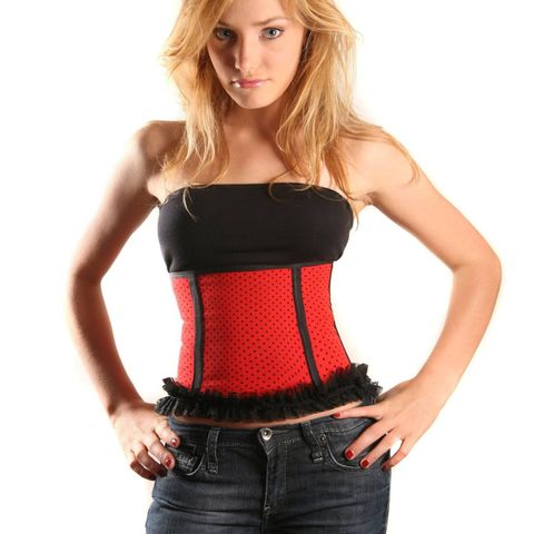 Korsett - Corset red / dote - rødt/svart - Pin up Gothic - Size 3XL - New