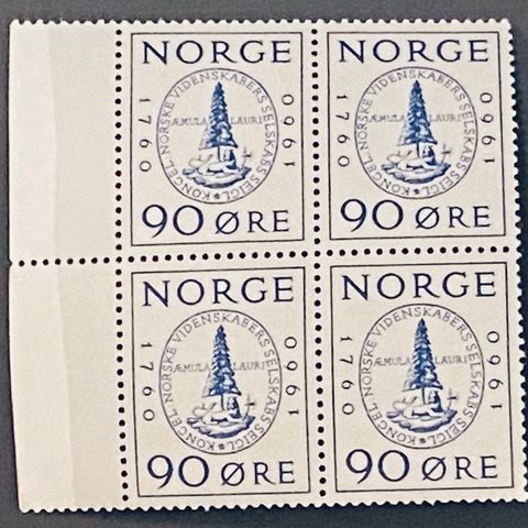 Norge 1960 Videnskabsselskabet NK 482 4-blokk Postfrisk