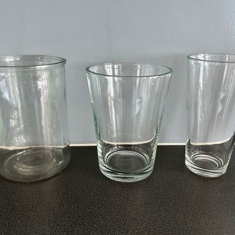3 stk store glass vaser (samlet)