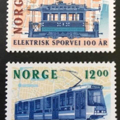 Norge 1994 Elektrisk sporvei 100 år NK 1212-1213 Postfrisk