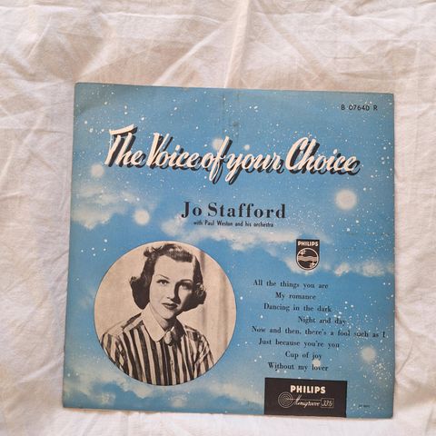 *"The Voice of Your Choice" - Unik vinylplate med Jo Stafford*