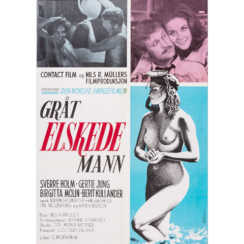 Kinoplakat av Kaare Sørum: "Gråt elskede mann" fra 1971.