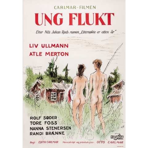 Filmplakat av Chrix Dahl (1906-1994): UNG FLUKT fra 1959. Liv Ullmann.