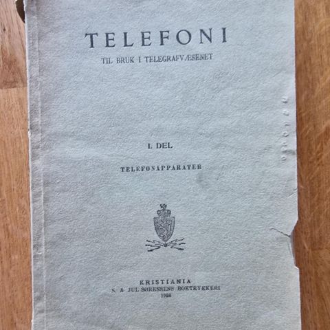 Telefoni til bruk i telegrafvæsenet. Del l (1924), del ll (1926), del lll (1929)