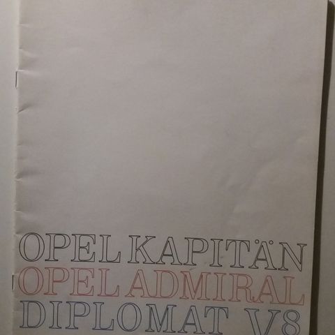 OPEL Admiral , Kapitan og Diplomat V8 -brosjyre.
