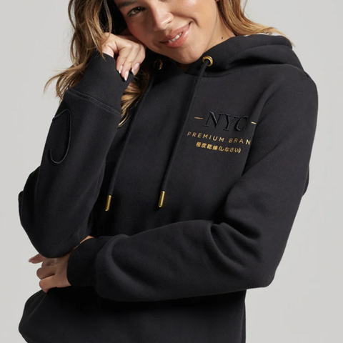 Superdry Premium Brand hoodie, en sort og en bergunder