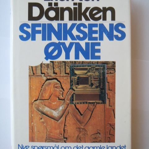 Erich Von Daniken sin bok Sfinksens øyne til salgs.