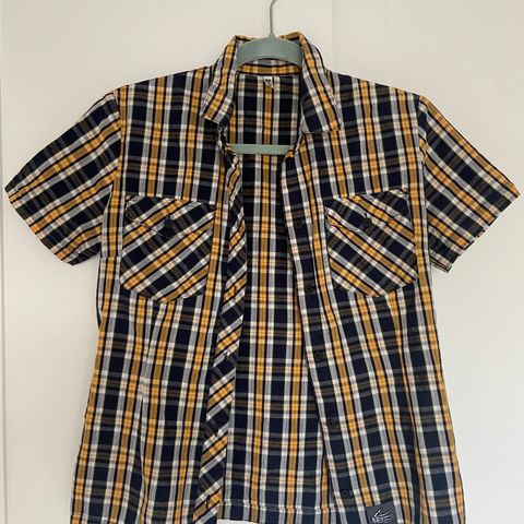 Original Cheap Monday ladies blue, yellow and white button up shirt. Medium.