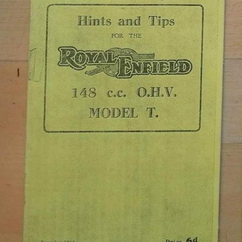 Royal Enfield mc instruksjonsbok.
