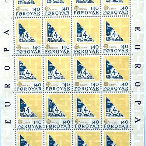 Færøyene 1979 Europa AFA 37 Komplett ark 20 stk Postfrisk