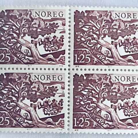 Norge 1977  Norske trær  NK 793  4-blokk Postfrisk