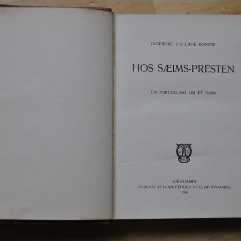 Hos Sæims-presten:  Ingeborg v. d. Lippe Konow. Utgitt 1906