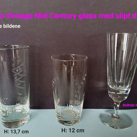 Mid Century Retro Vintage glass m/slipt dekor