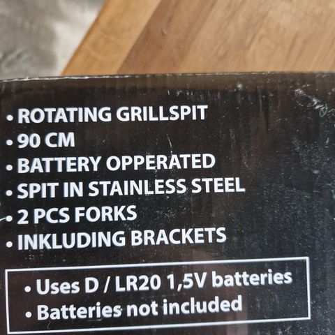 Grillspyd roterende med batteridrift