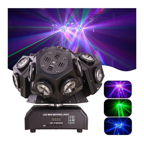 Diskolys/Scenelys: Trippel Discoball Moving head 2 in 1 LED & Laser