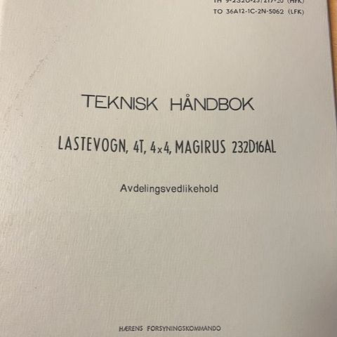 Teknisk Håndbok Magirus 232D 16AL