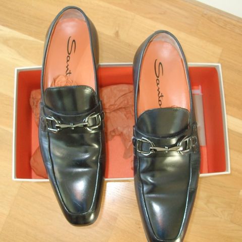 santoni  penny  loafres dressko sort meget elegant str 44