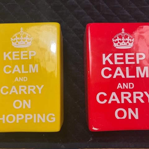 Keep calm and carry on (shopping) - sparebøsse x 2