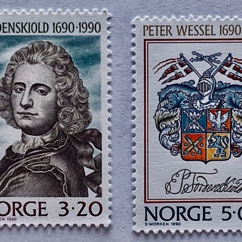 Norge 1990 Peter Wessel Tordenskiold 300 år NK 1095 og NK 1096  Postfrisk