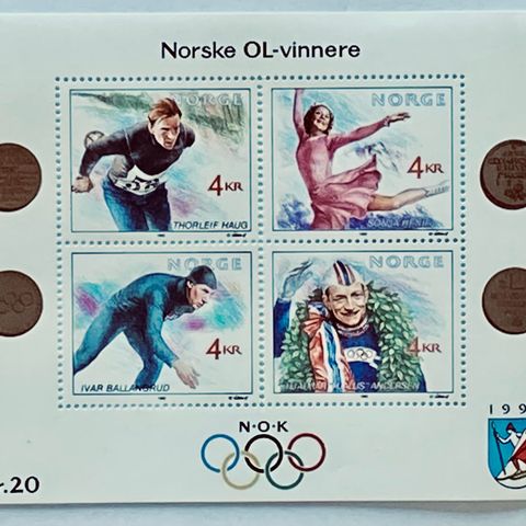 Norge 1990 Norske OL-vinnere II NK 1099-1102 BL 13 Postfrisk