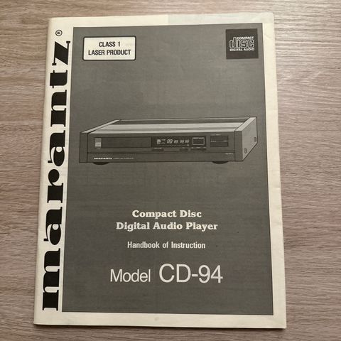 Marantz Model CD-94 Manual