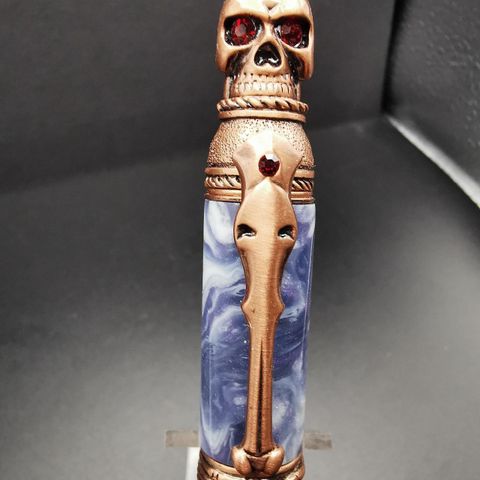 The Skull HandCrafted Pen in Acrylic with Antique Copper Hardware