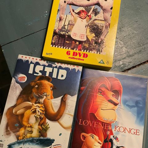 Dvd til barn - istid, løvenes konge, pippi