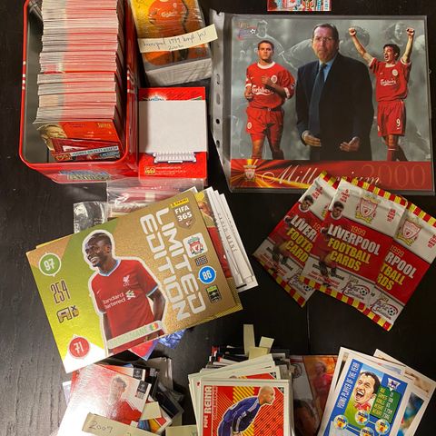 Liverpool stor samling fotballkort, fra 500-1500kr