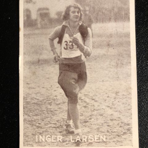 Inger Larsen Marsj Arild friidrett sigarettkort 1930 Tiedemanns Tobak